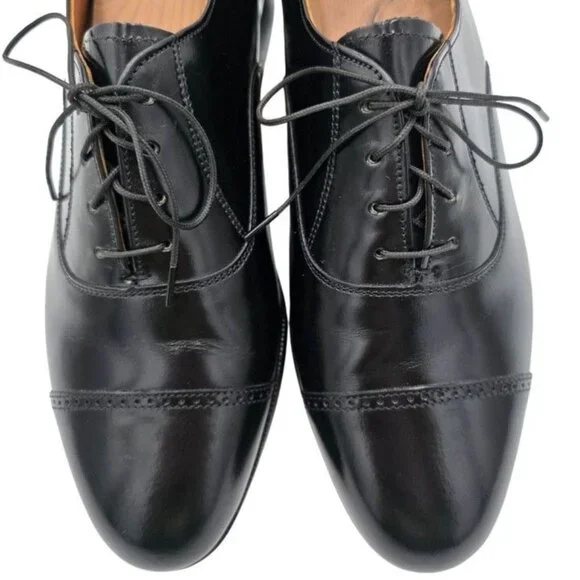 NEW Old Stock Bostonian USA Classics Black Leather Dress Shoes Mens 9M Oxfords - Picture 2 of 10